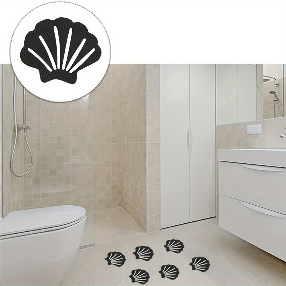 Set of 6 Non-Slip Bathroom Mats with Scraper for Bathtubs and Pool Floors