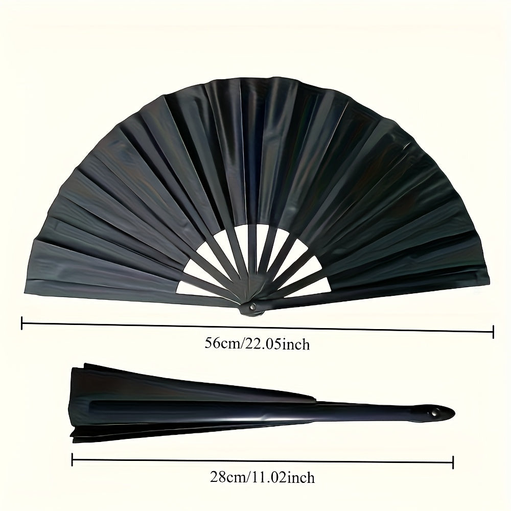 XL Folding Nylon Fan for Chinese Kung Fu Tai Chi Practice Performance Decoration Dance Holiday Party Red Black