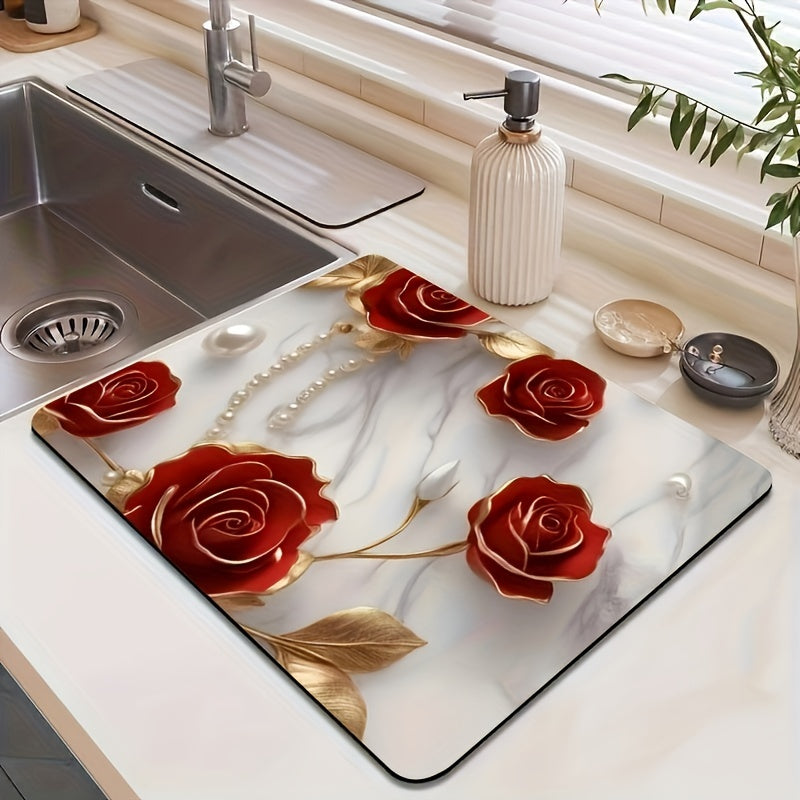 Kitchen Countertop Drying Mat Non-Slip Stain-Resistant Rubber Backing