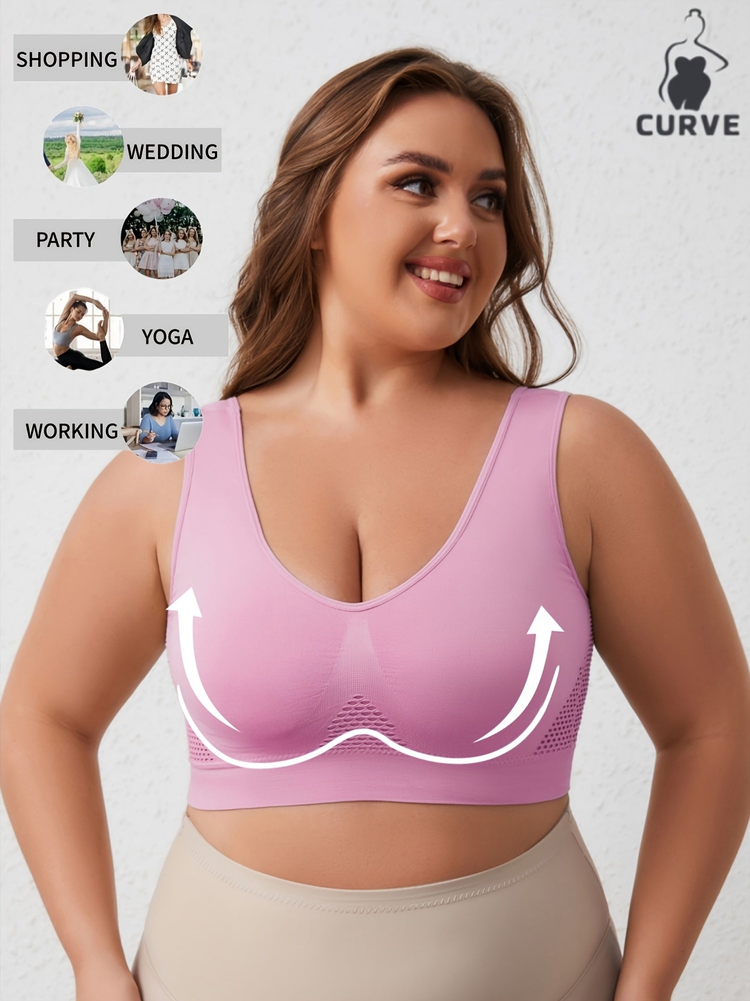 Women's Plus Size Mesh Sports Bra Double Layer Breathable Running Fitness Underwear