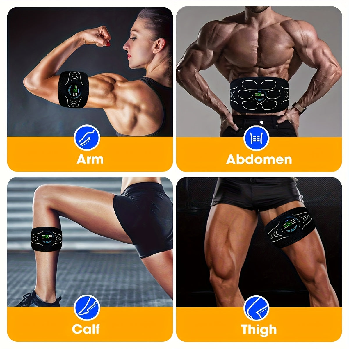 WOFLEND EMS Fitness Bel 3 dona to'plami qorin, qo'l, son mushaklarini bo'shatuvchi va shakllantiruvchi. USB orqali zaryadlanadigan litiy-polimer batareya, fitnes ixlosmandlari uchun ideal sovg'a, portativ dizayn.