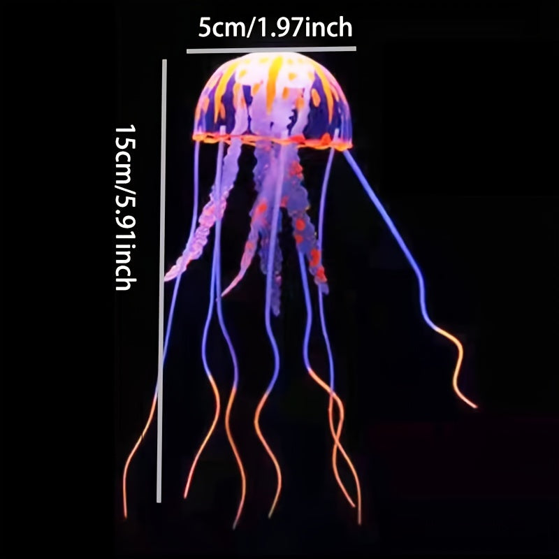 Silicone Jellyfish Aquarium Ornament for Fish Tank Decoration Glowing Artificial Decor