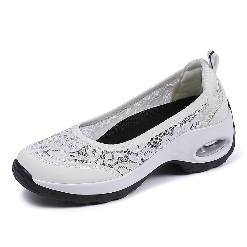 Unisex Breathable Slip-On Hiking Shoes White Non-Slip Rubber Sole