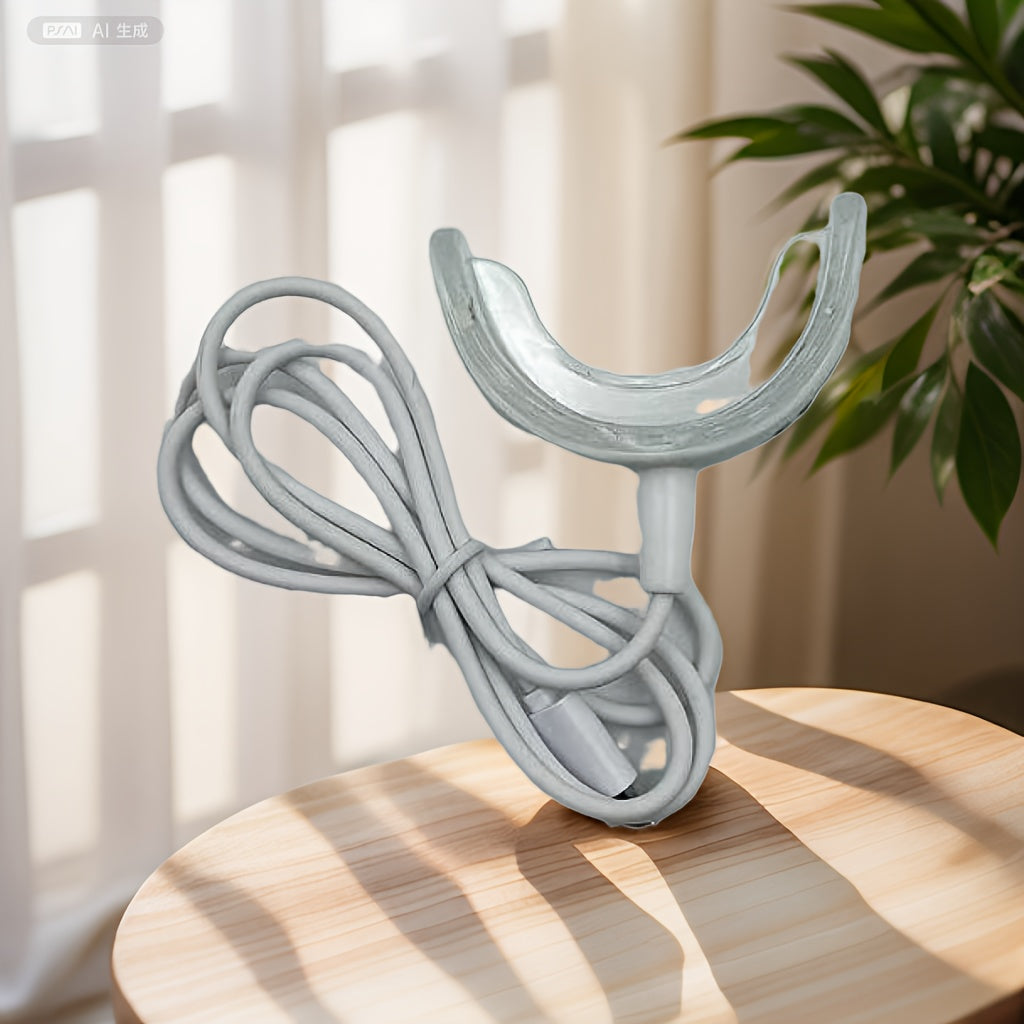 Havodorsiz USB-quvvatlangan portativ tishlarni oqartirish to'plami, erkaklar va ayollar uchun ko'k LED chiroq bilan.