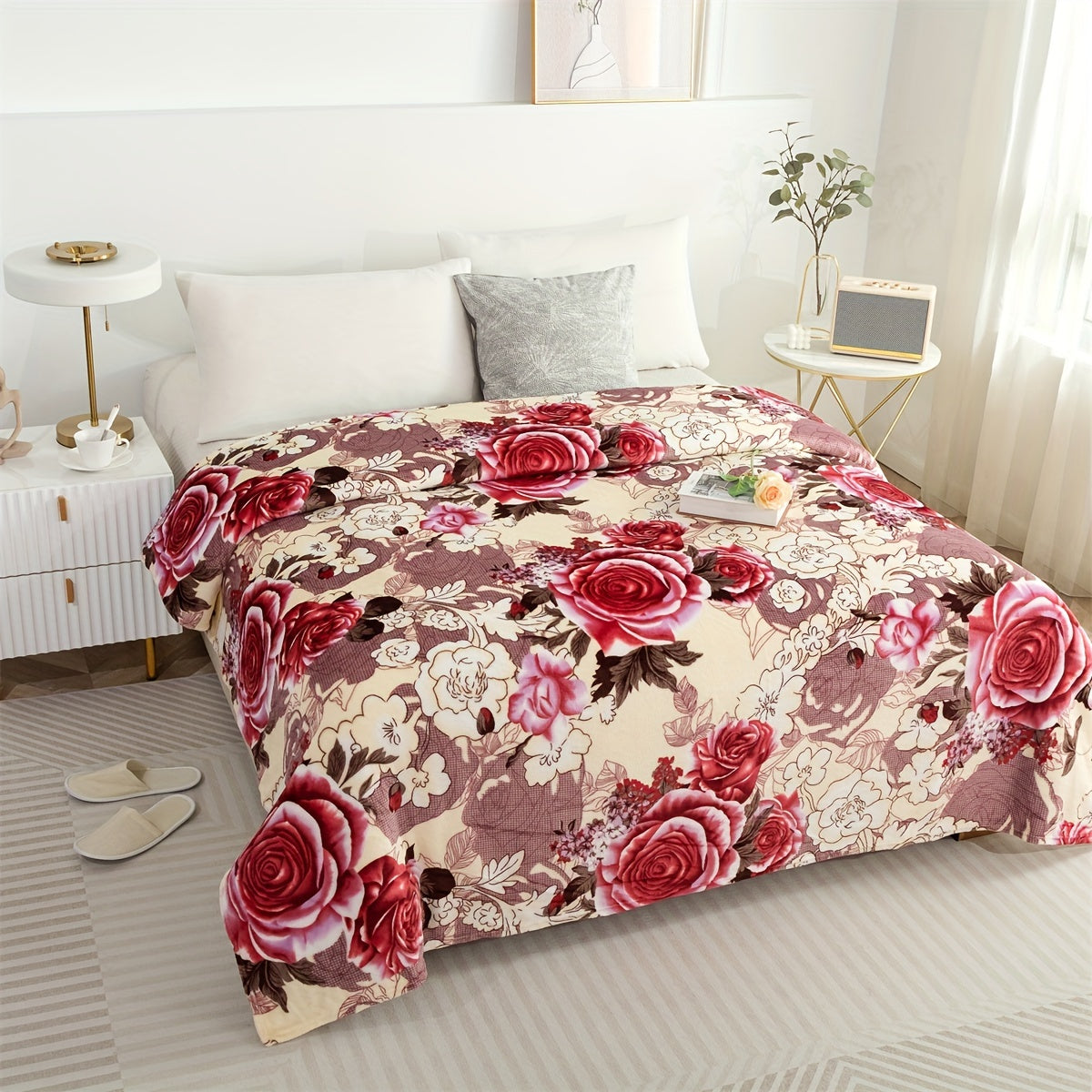 Floral Sea Pattern Bed Blanket for Home Decor and Seasonal Use