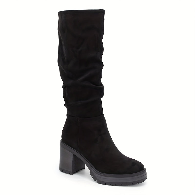 Women's Knee-High Platform Boots Synthetic Textured Chunky Heel All-Season
