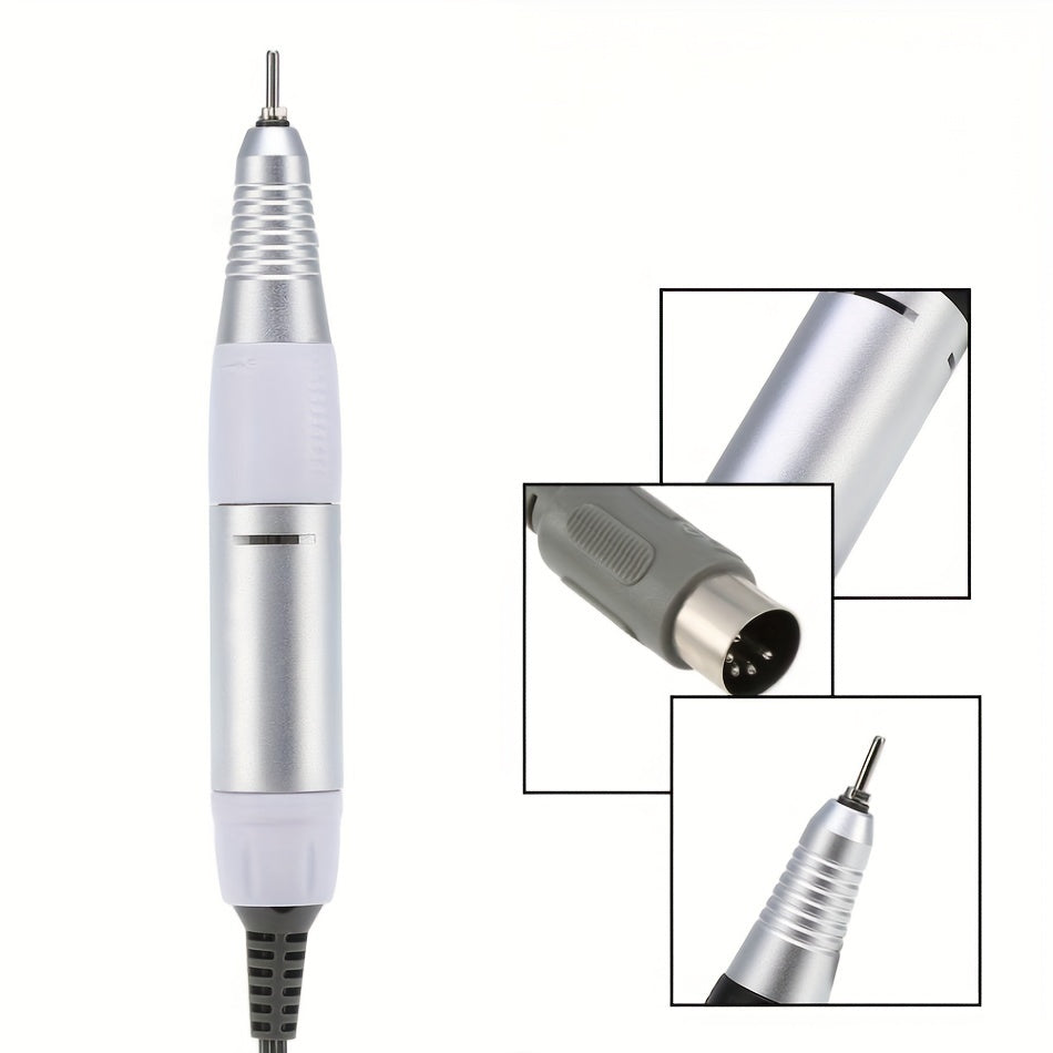 White Electric Nail Drill Pen for Manicure Pedicure Polishing 35000RPM Iron Emery Grit