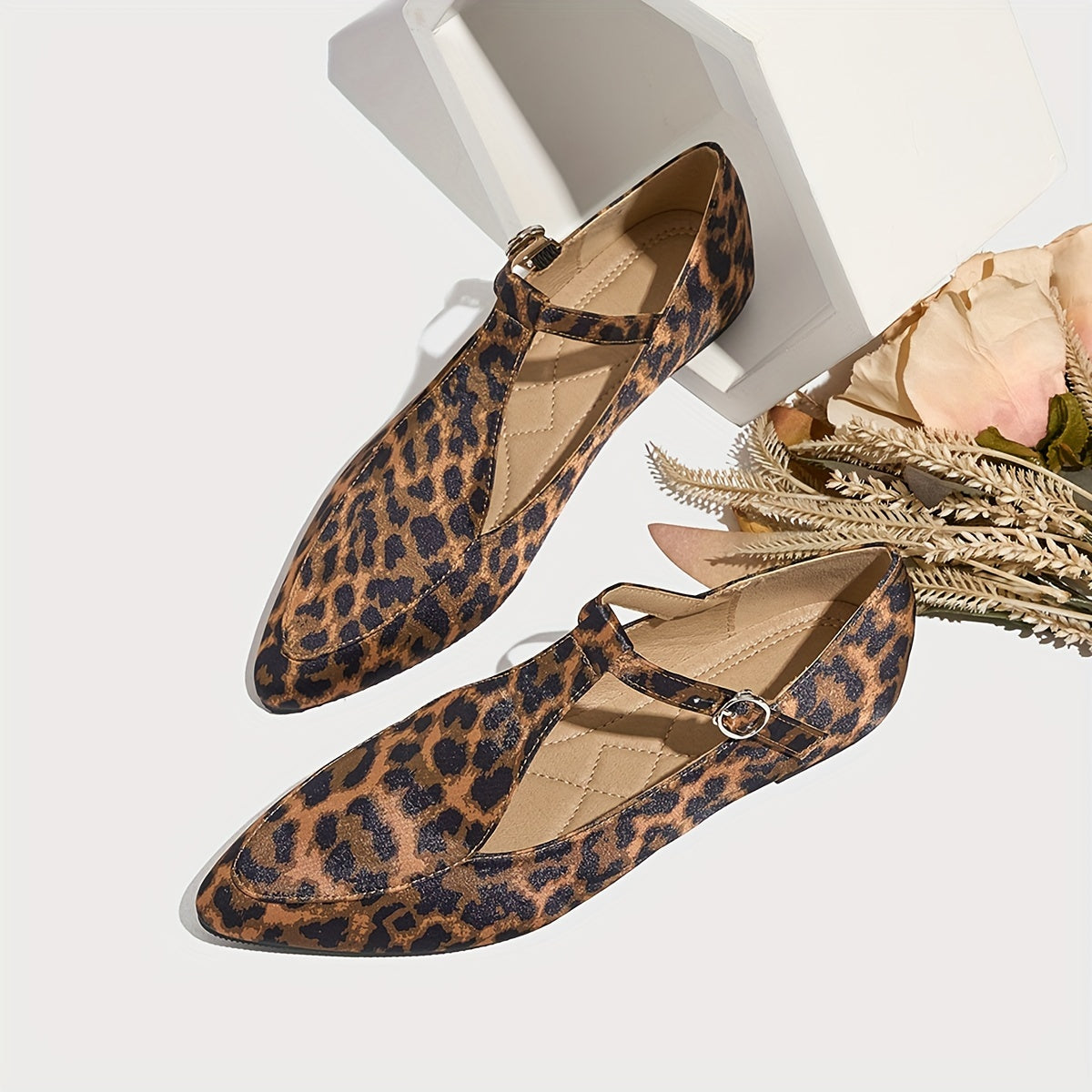 Women Brown Microfiber T-Strap Mary Jane Flats with Low Heel