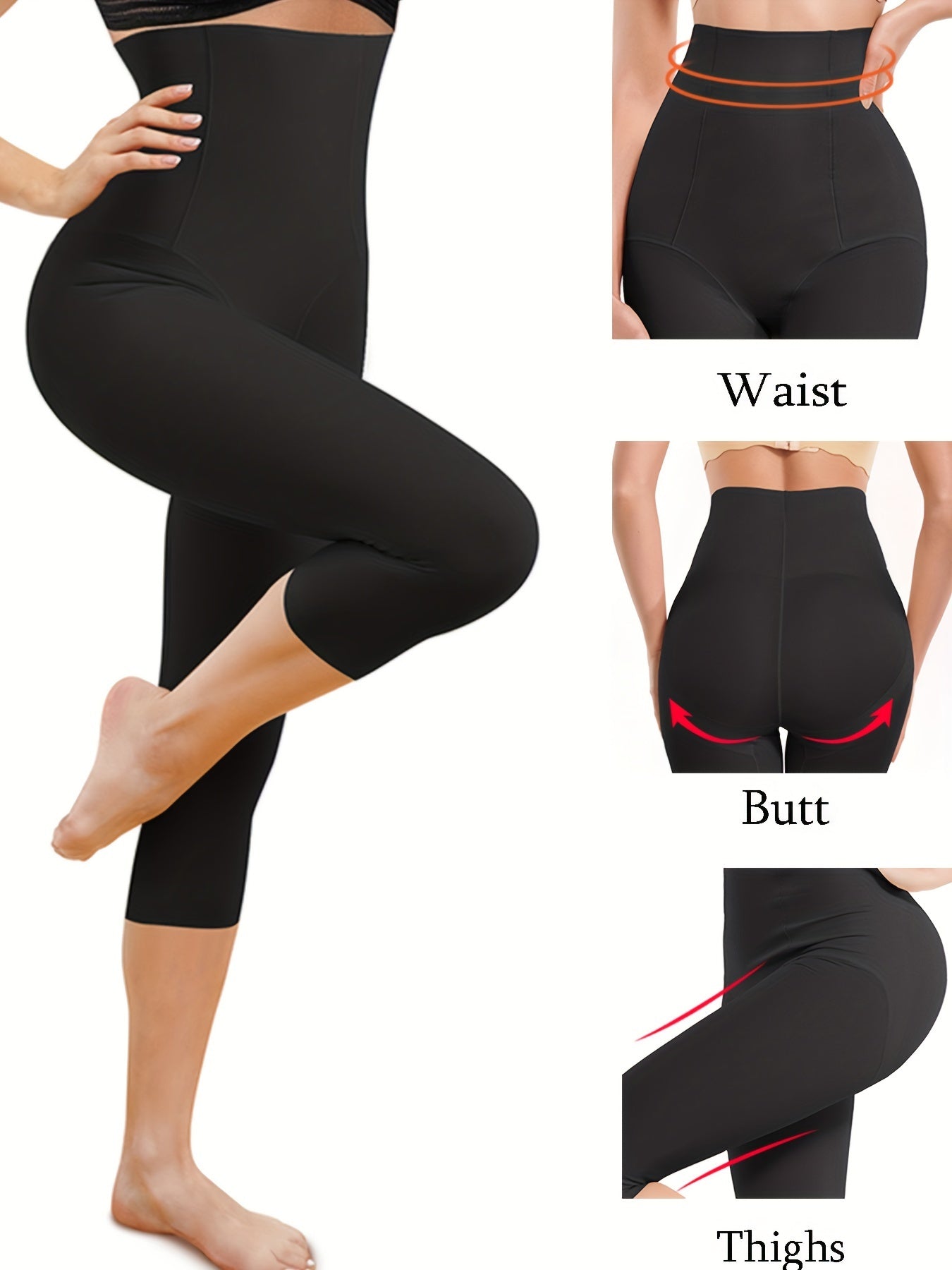 Women's High-Waist Shapewear Capri Pants Tummy Control Butt Lift Nylon Blend