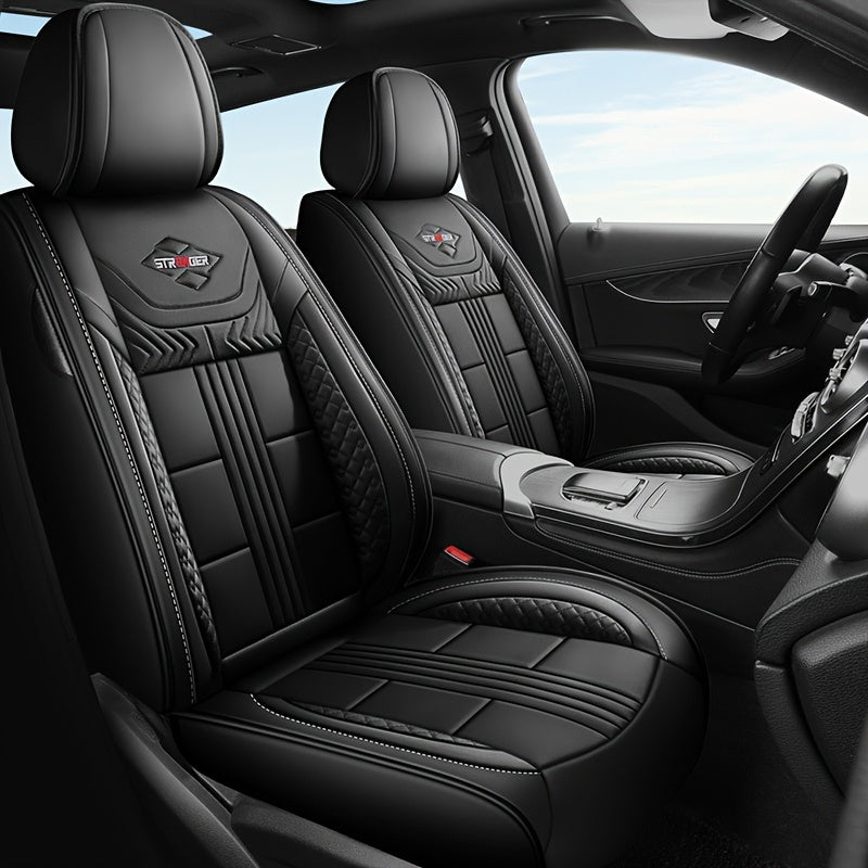 Car Seat Cover Universal Full Coverage PU Leather for 5 Seats All-Season