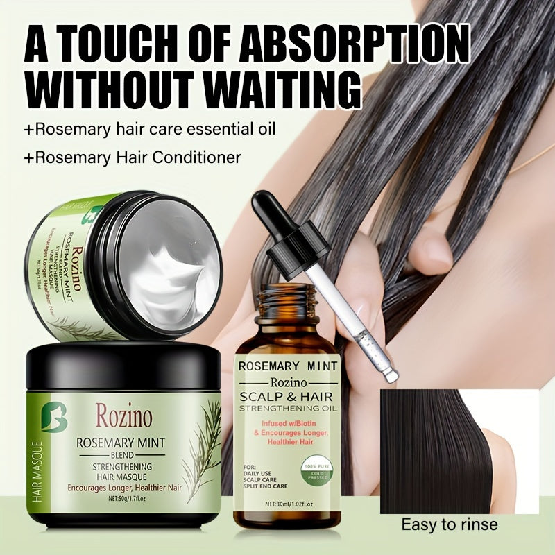 Rosemary soch parvarishi to'plami, muhim yog' va soch niqobi bilan kuz va qish uchun. Silliq, namlangan sochlar uchun namlik va oziqlantirishni ta'minlaydi. To'g'ri, jingalak yoki permali sochlar uchun mukammal. Ajoyib