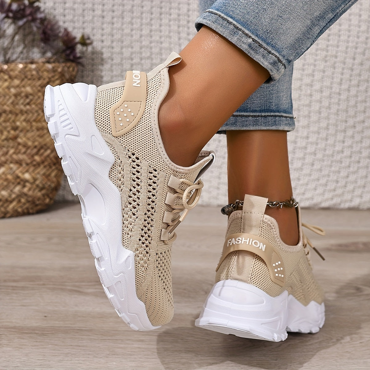 Women's White Breathable Slip-On Sneakers for Beach and Gym