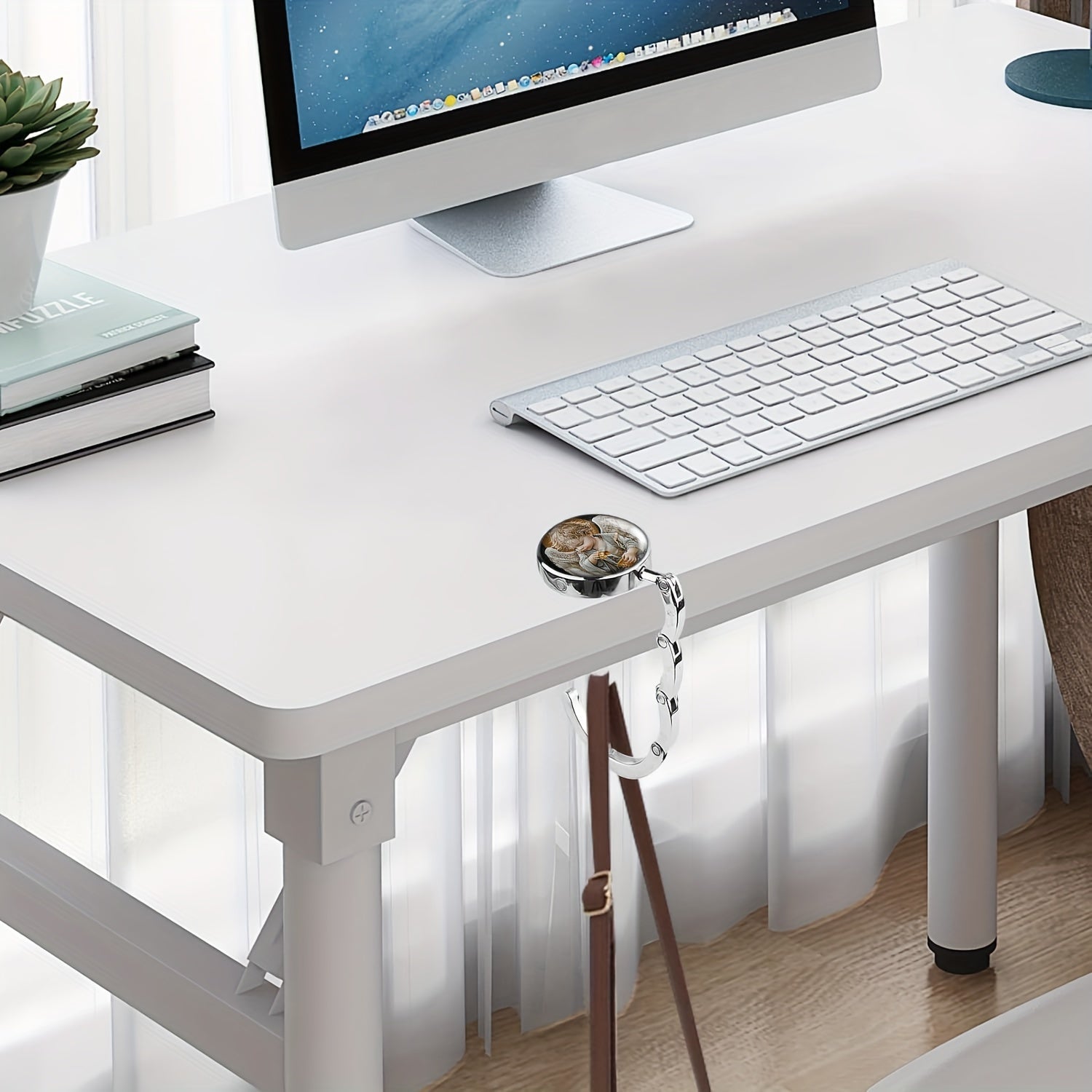 Compact Folding Angel Boy Handbag Hook for Travel and On-the-Go Use