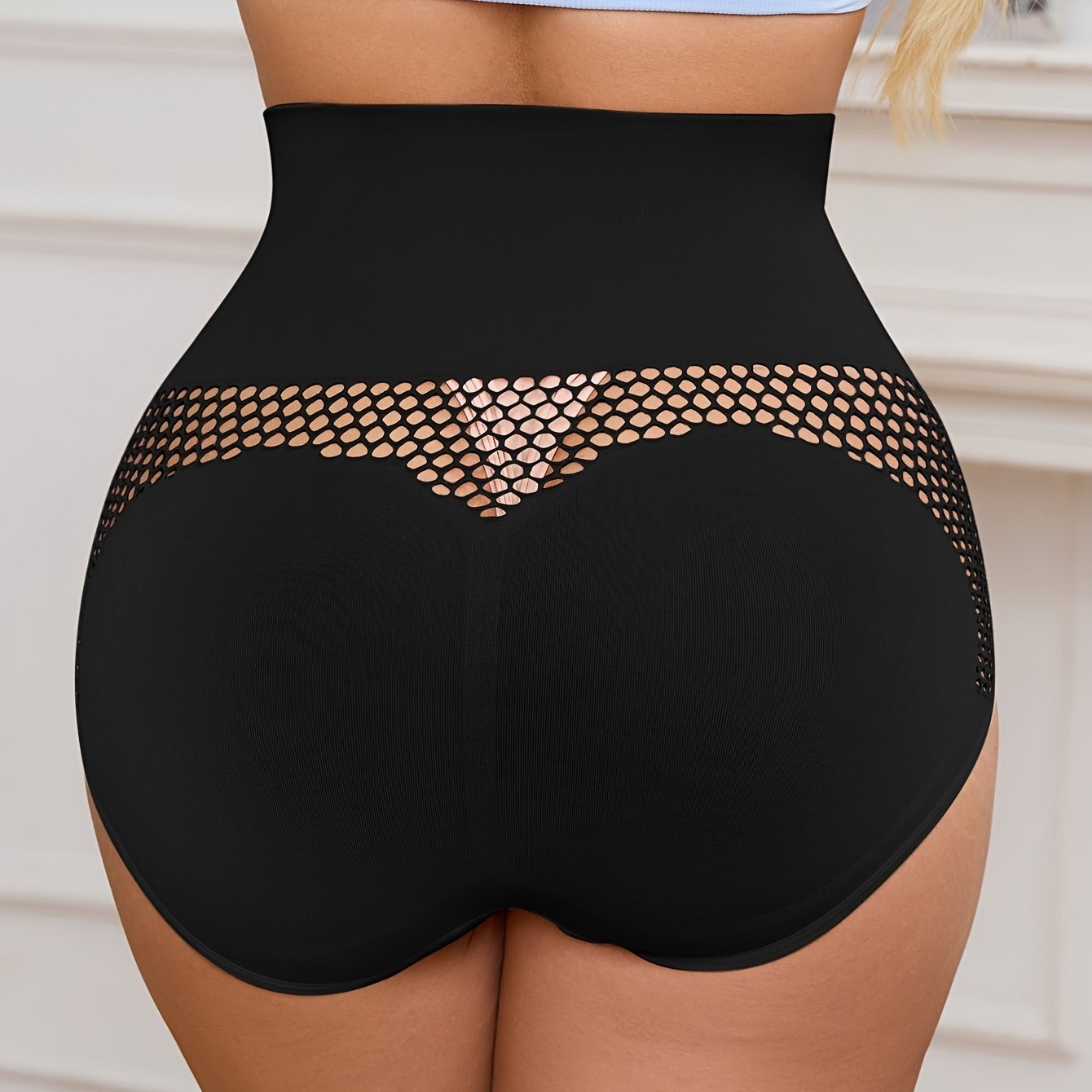 Seamless High-Waist Shaping Panties Tummy Control Butt Lift Breathable Mesh Nylon Elastane