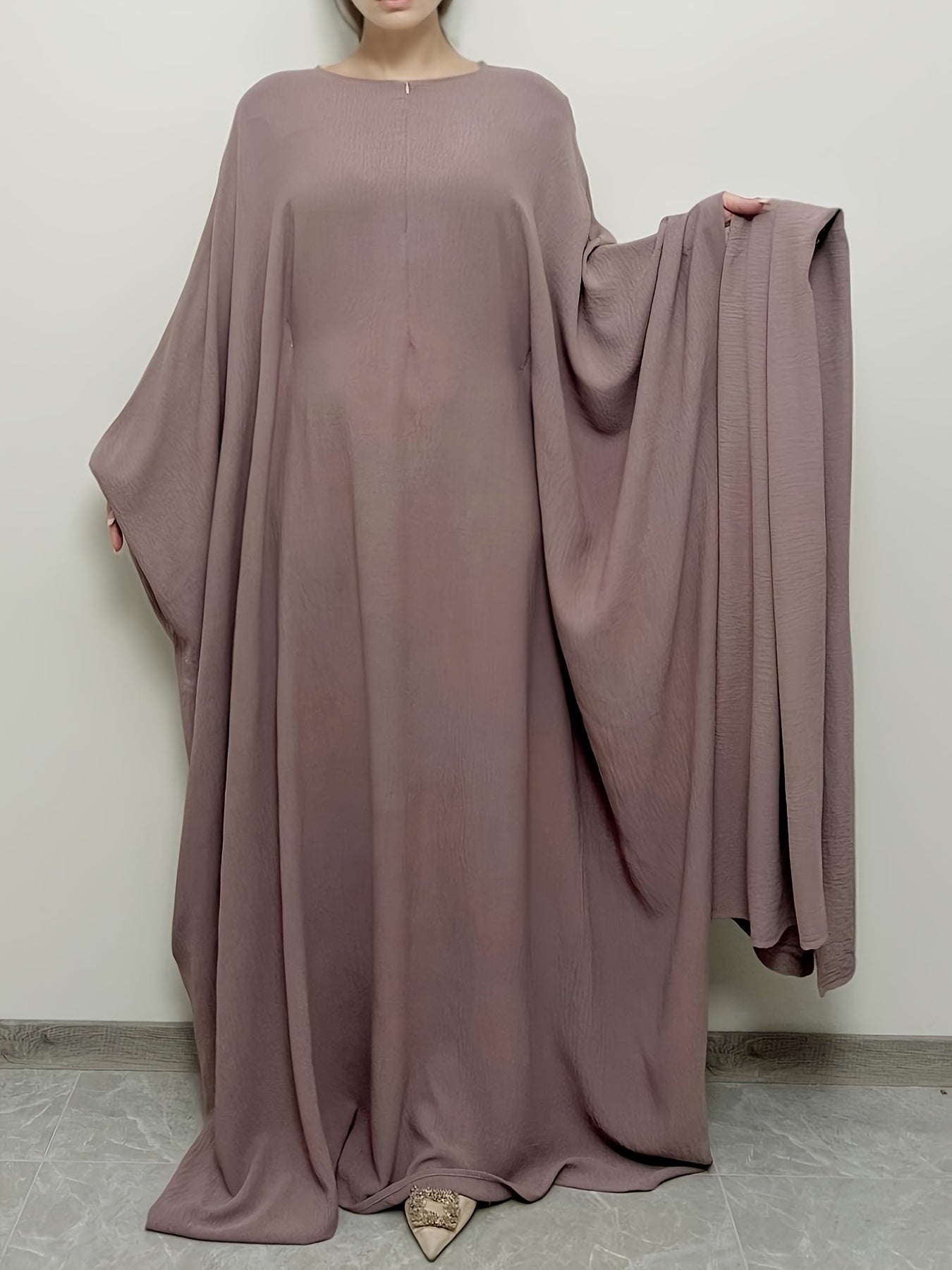 Plus Size Polyester Kaftan Abaya with Hijab Set for Muslim Women