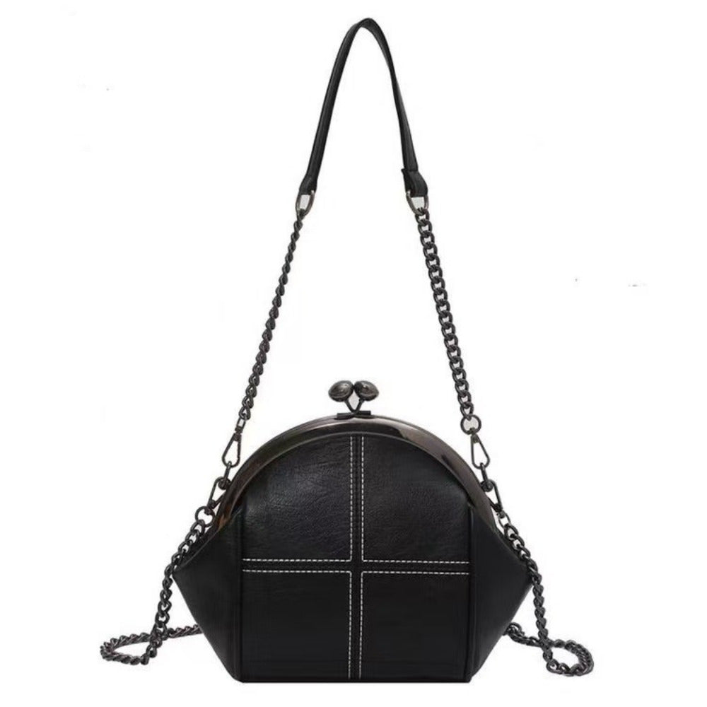 Bolso de mano vintage para mujer, bolso bandolera de noche con cadena y correa de hombro en negro, rojo y blanco