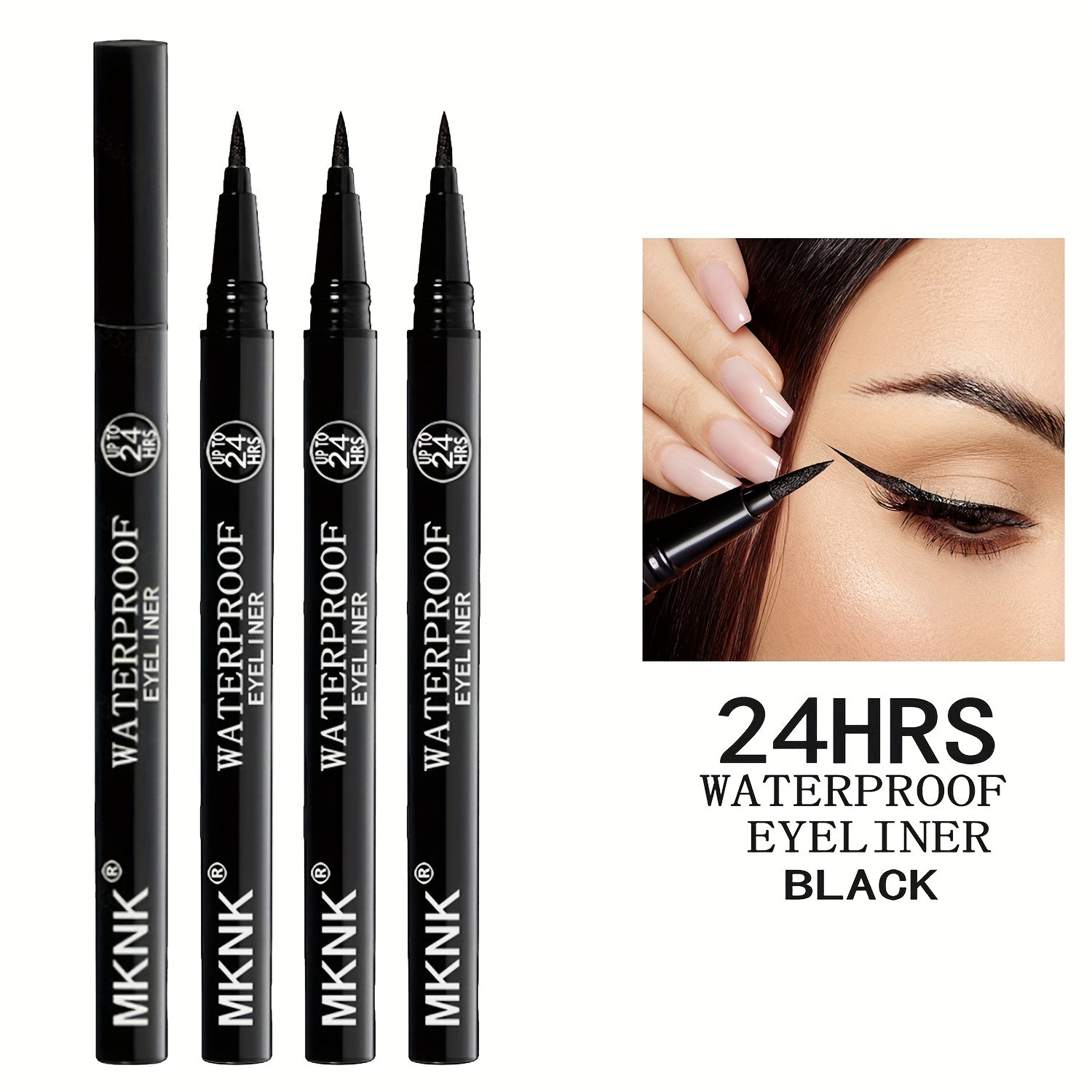 3Pcs Waterproof Liquid Eyeliner Pencil Set Black Smudge-Proof Long Lasting