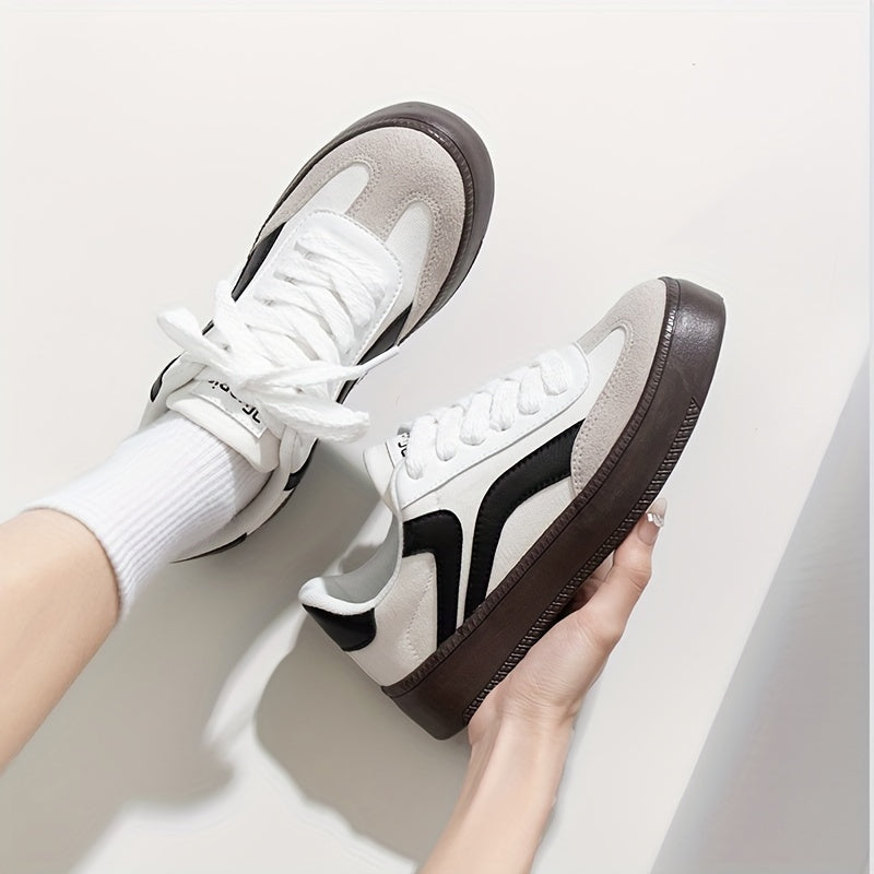 Women Canvas Sneakers Pink Black Casual All-Season Lace-Up