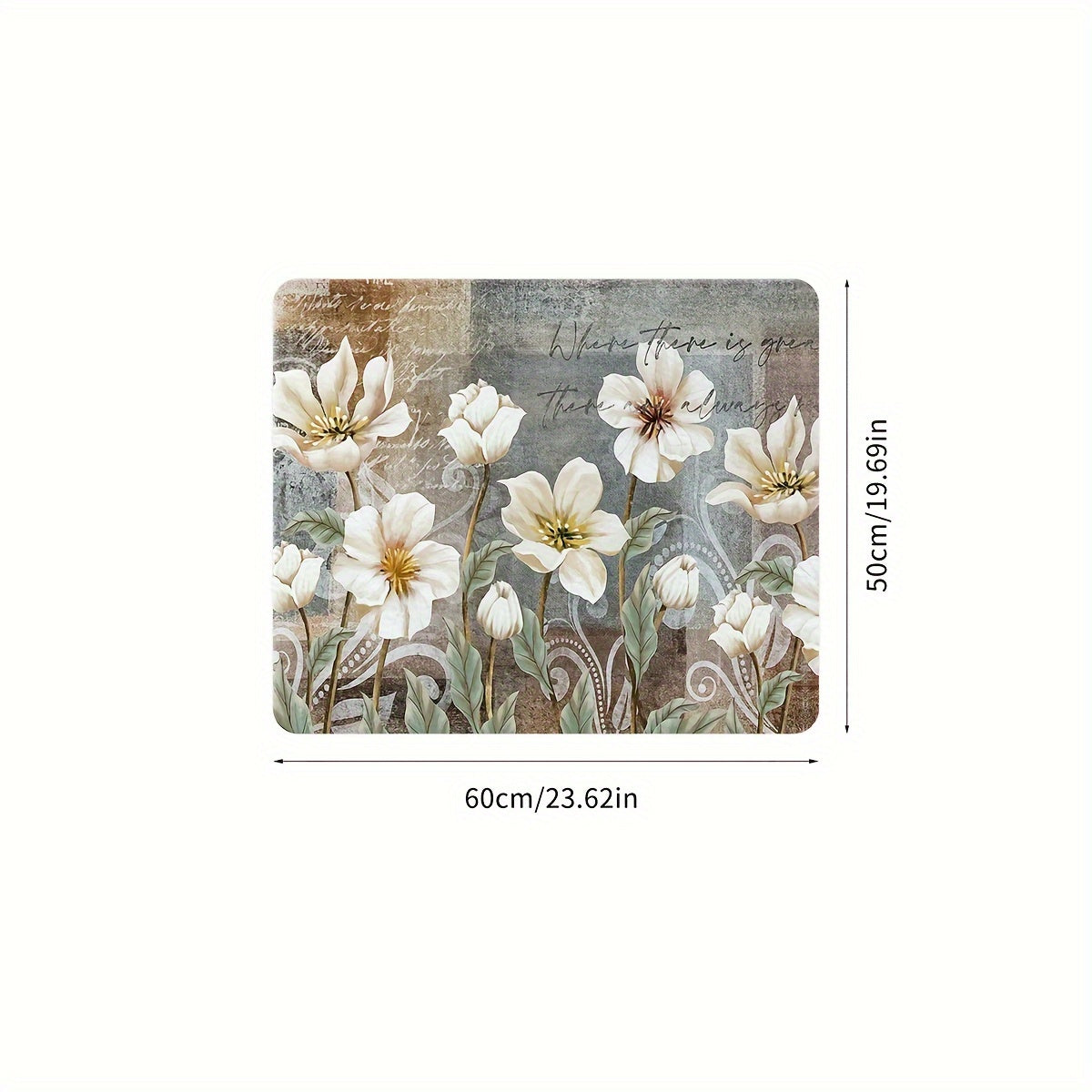 White Floral Print Dust Cover Mat for Microwave Refrigerator Washing Machine 50x60cm