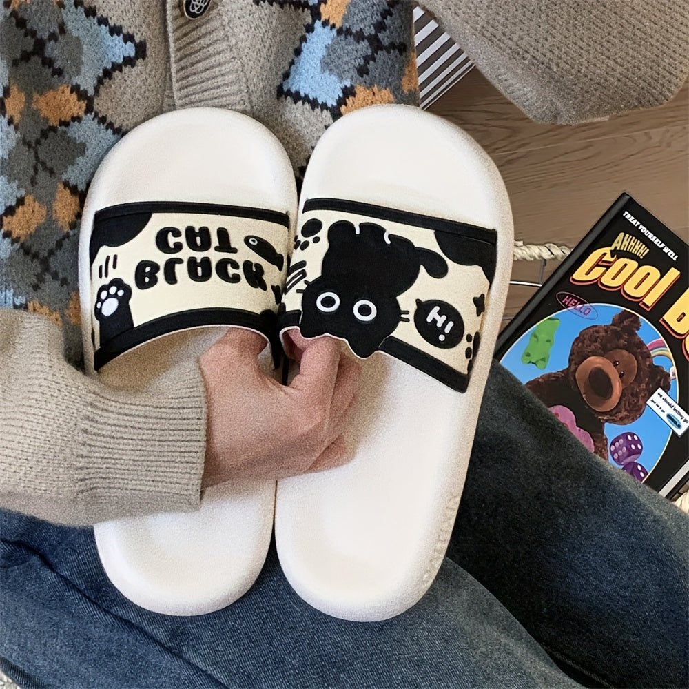 Women Black Cat Cartoon Slides Non-Slip EVA Casual Indoor Outdoor