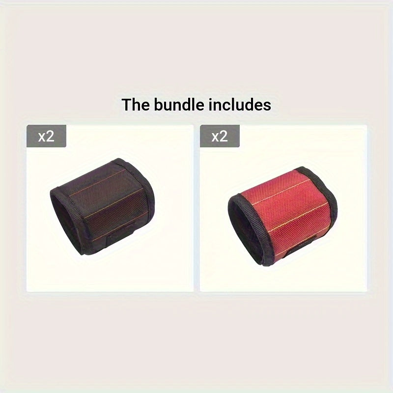 Magnetic Tool Wristband Waterproof Fabric Red Adjustable DIY Repair Organizer
