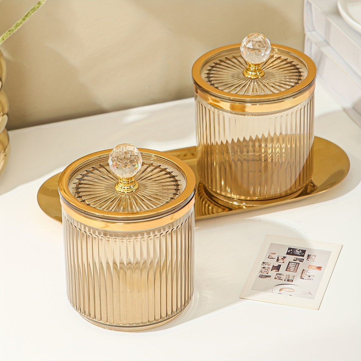 Tarro de comida de acrílico con tapa sellada de bola de cristal para almacenamiento de granos de café