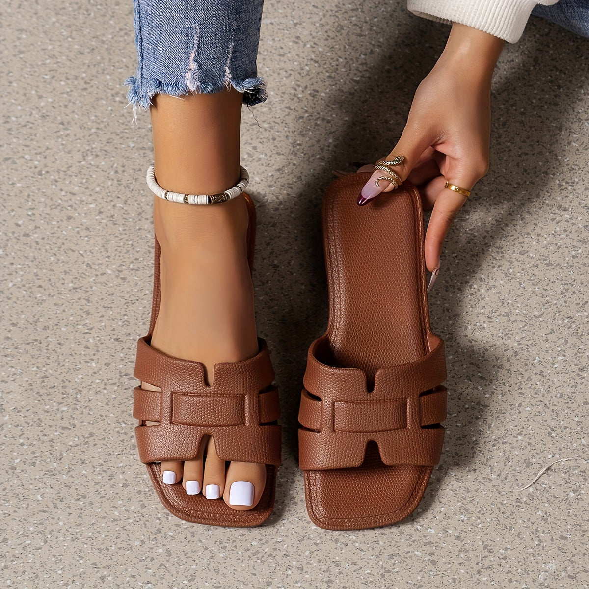 Ayollar uchun EVA slayd sandalki ochiq barmoqli, sozlanadigan, ichki va tashqi foydalanish uchun, plyaj, basseyn