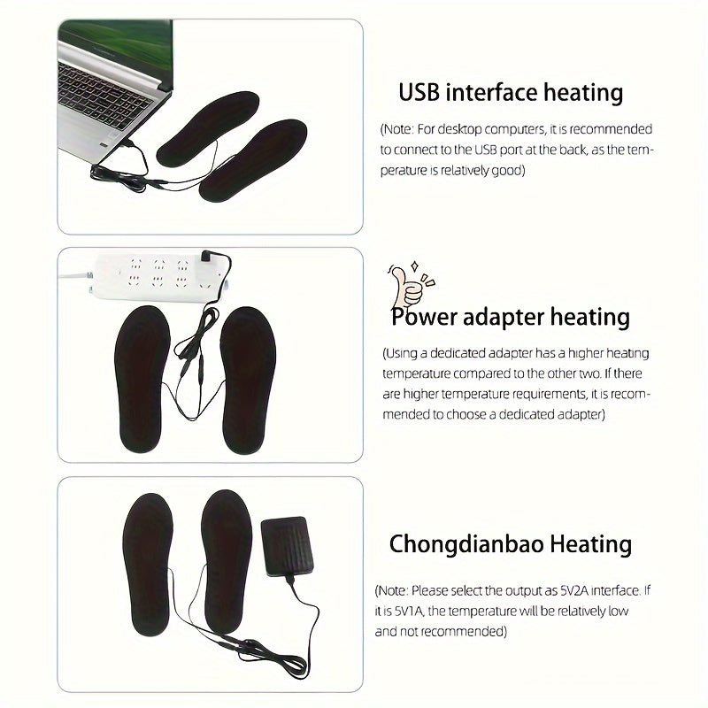 Unisex Electric Heating Insoles USB Rechargeable Shoe Inserts with Carbon Fiber Heating Element