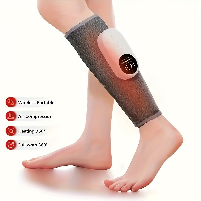Cordless USB Rechargeable Air Compression Leg Massager with Heat and 3 Intensity Levels