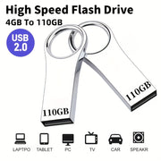 Metal USB Flash Drive 4GB to 110GB High-Speed Metal Casing Compatible with Computers Smart TVs Car Audio