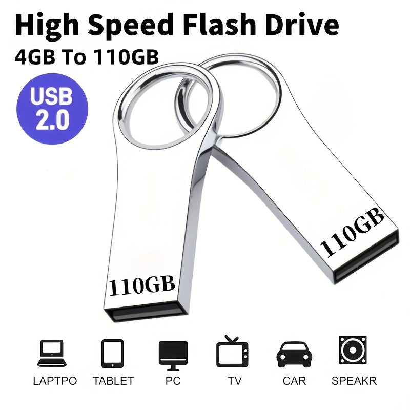 Metal USB Flash Drive 4GB to 110GB High-Speed Metal Casing Compatible with Computers Smart TVs Car Audio