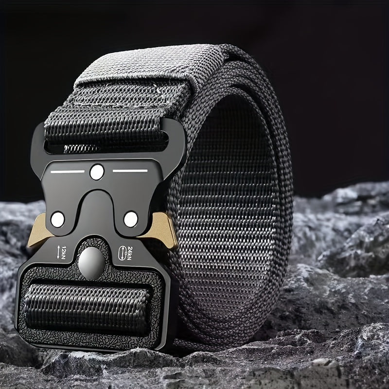 Unisex Camouflage Canvas Nylon Belt with Quick-Release Buckle for Casual and Outdoor Wear