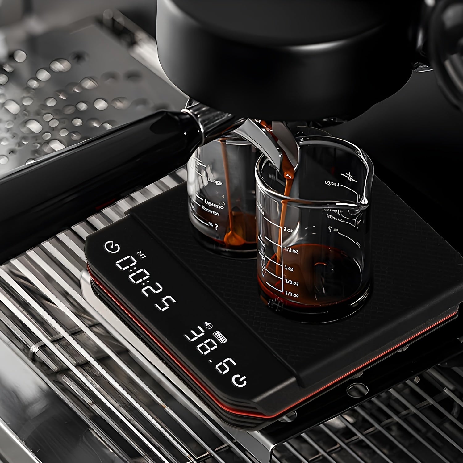 USB-заряжаемые кофейные весы с таймером, высокая точность, компактный дизайн для домашнего или уличного использования, автоматическая функция времени, материал ABS, литиевая батарея 350 мАч, стильные цифровые весы.