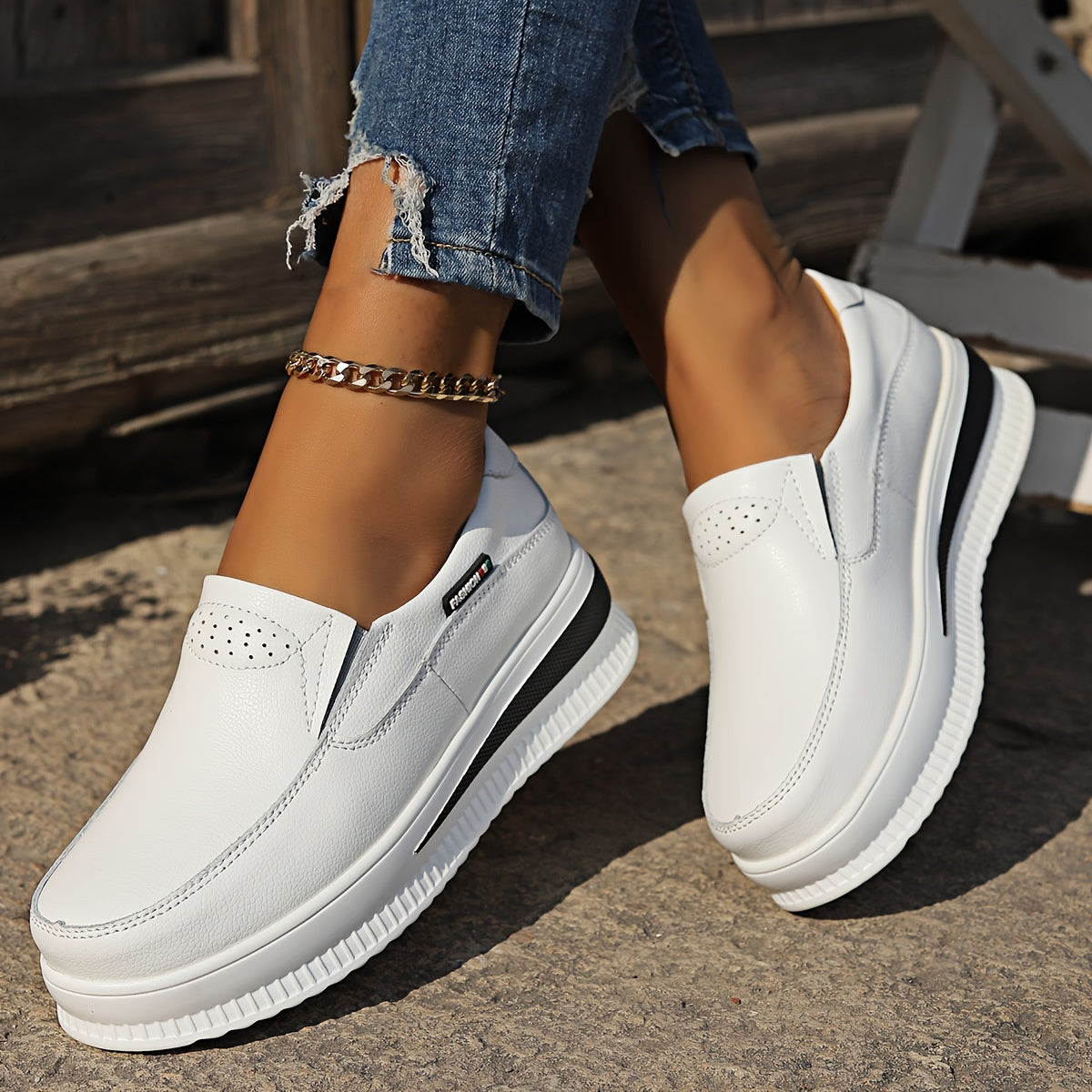 Women's Casual Slip-On Sneakers Lightweight Faux Cover Thick Sole Round Toe