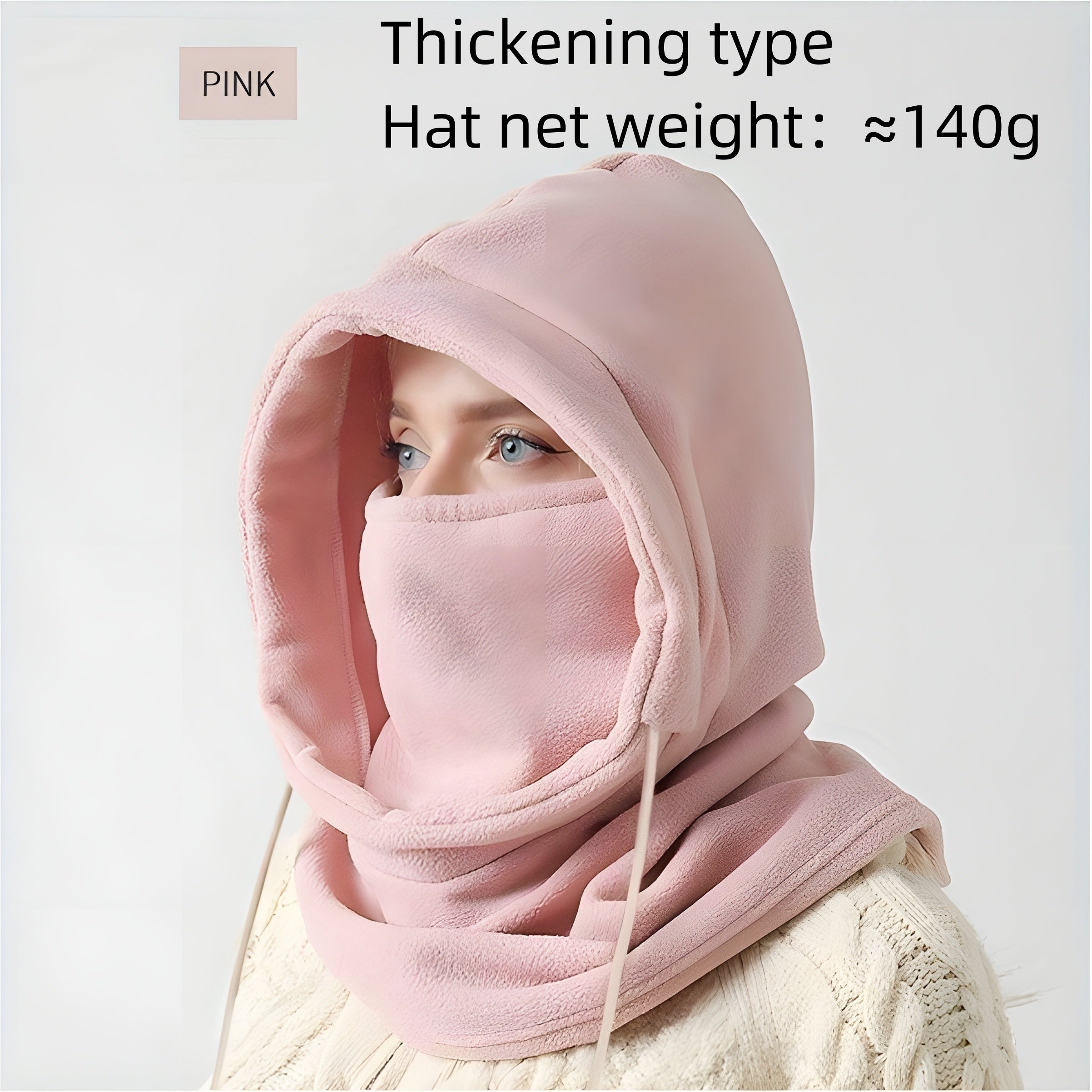 Men Women Winter Balaclava Mask with Drawstring Neck Gaiter and Hooded Scarf Windproof Cold Weather Outdoor