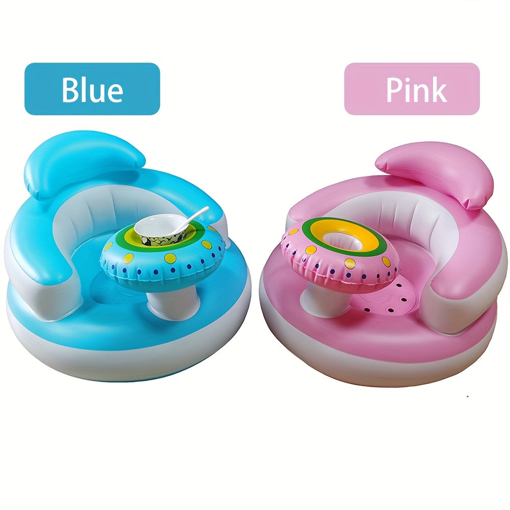 Inflatable Kids Seat for 3-36 Months with Built-In Pump Soft PVC Pink Blue