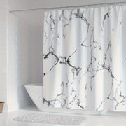 Marble Pattern Shower Curtain Set Waterproof Polyester with Hooks 70x79 Inches