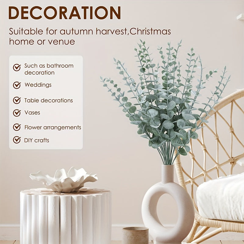 10 Pieces Artificial Eucalyptus Leaves for Home Garden Decor Silvery Greenery for Wedding Centerpieces