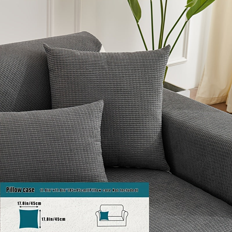 Water-Resistant Velvet Sofa Cover for 1-4 Seat L-Shaped Sofas Pet-Friendly Non-Slip Machine Washable Gray Textured Fabric