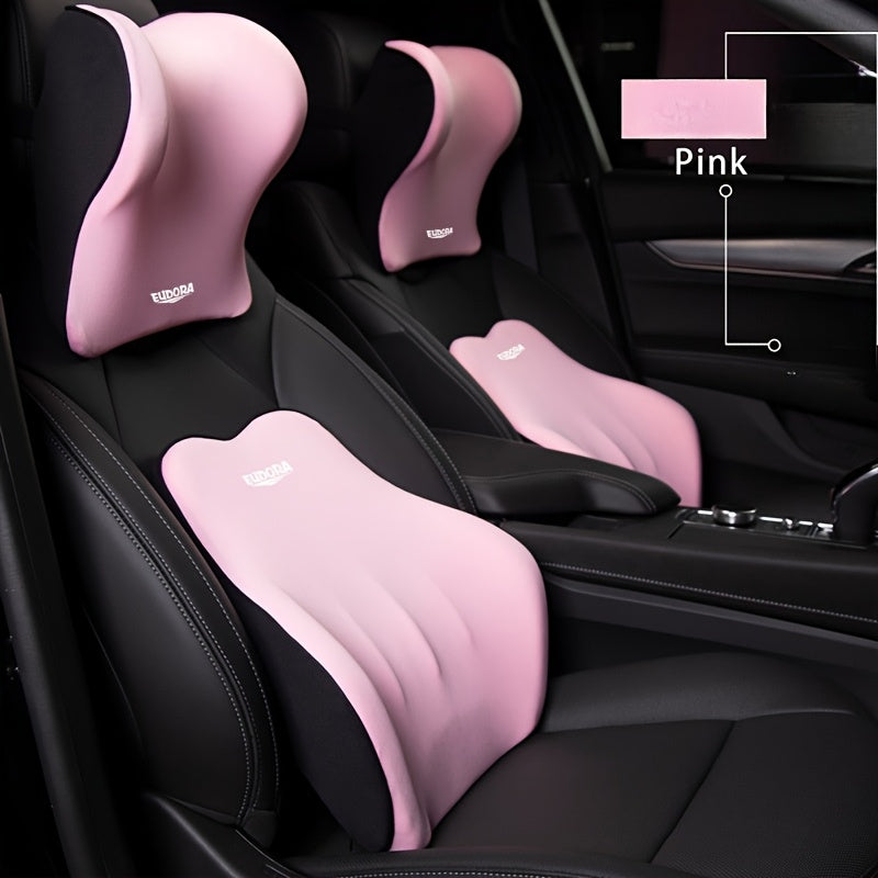 Набор подушек для автомобильного сиденья с подголовником и подушками для поясничного отдела из полиэстера красного и черного цвета