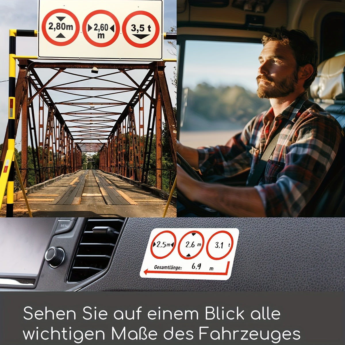 2-Pack PVC Vehicle Dimension Labels Self-Adhesive Car Size Stickers Glossy