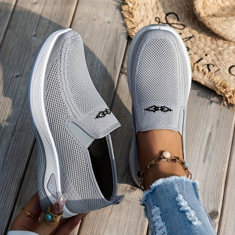 Women's Slip-On Loafers Breathable Mesh Sneakers with Elastic Knit Upper in Multiple Colors