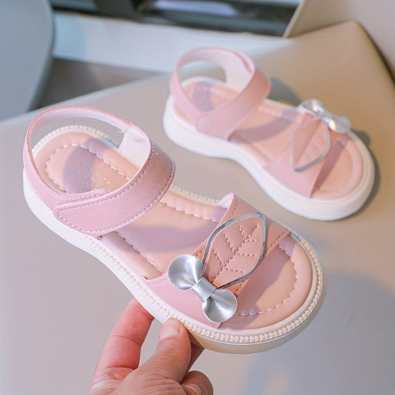 Girls' Summer Open Toe Sandals with Bowknot Lightweight Breathable Rubber Sole