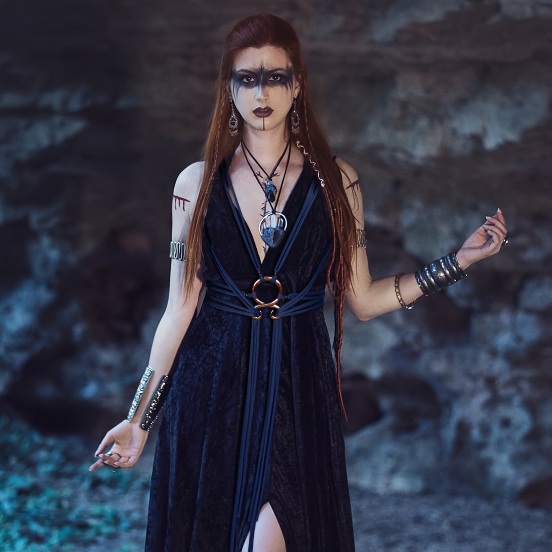 Women Long Rope Belt with Knots Norse-Inspired Waist Chain for Cross Body Pagan Styles