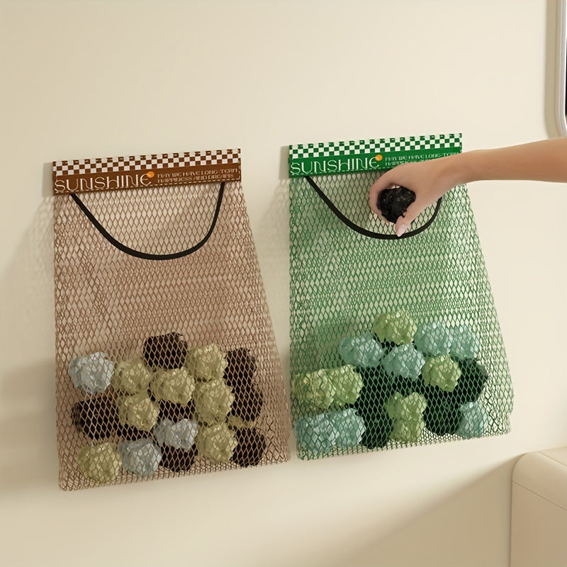 Large Capacity Wall-Mounted Mesh Bag for Kitchen Storage Reusable Hanging Organizer