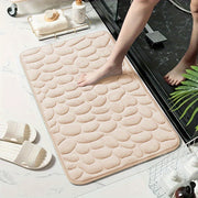 Memory Foam Bath Mat with Ultra-Absorbent Knit Fabric Non-Slip Stone Embossed Design