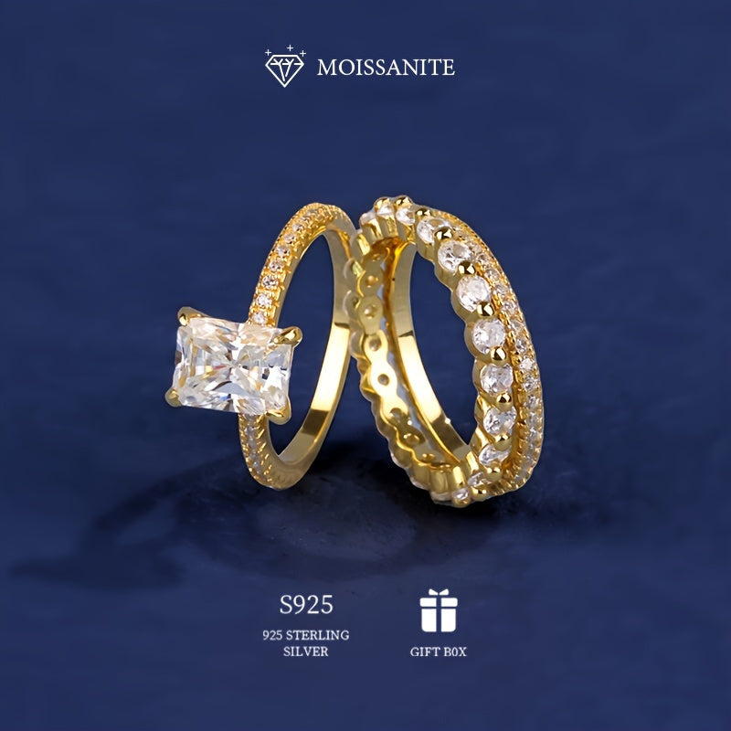 Sterling Silver Stacking Ring with Moissanite 2-3 Carats Engagement Band Gift Box