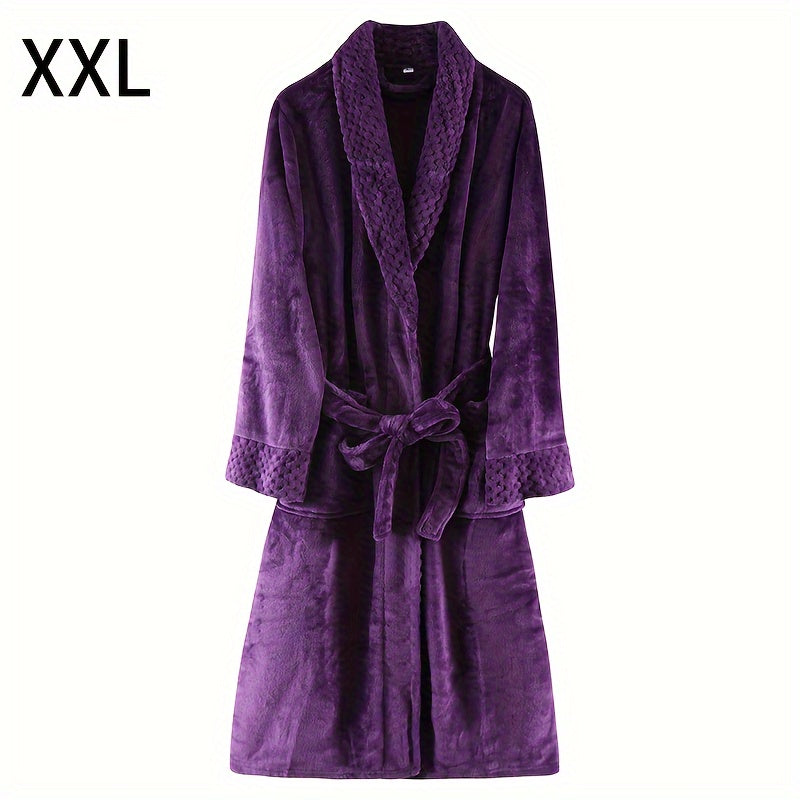 Unisex Flannel Bathrobe for Autumn Winter Cozy Nightwear Home