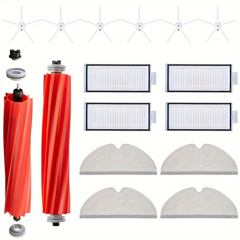 Roborock Q7 Max, Q7 Max+, Q7 Plus va T8 Robot tozalagichi uchun zaxira qismlar to'plami, 16 dona: asosiy yon cho'tka, Hepa filtri va mopa kiradi.