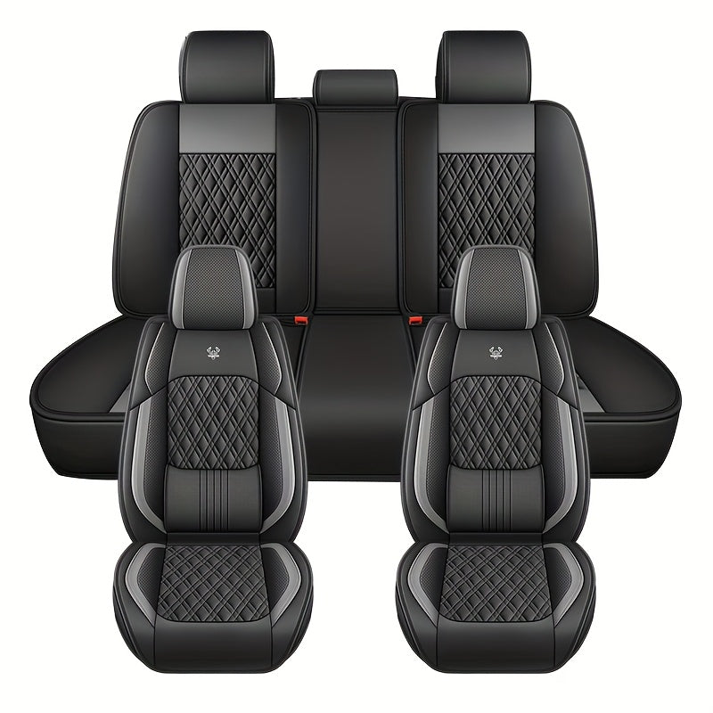 Universal avtomobil o‘rindiq qoplamalari 5-o‘rin PU charm diamond naqshli barcha mavsum uchun